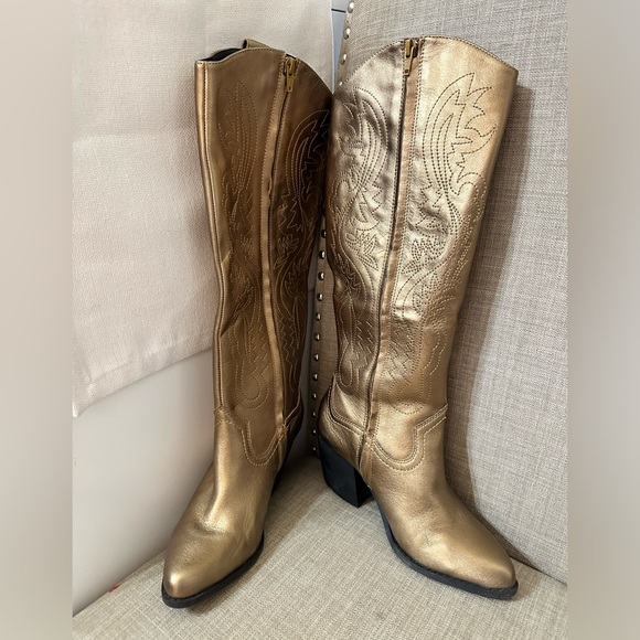 Gianni bini knee high boots Gold - Picture 1 of 5